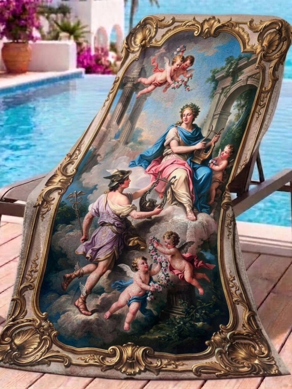 Conceptual Subculture Apollo Cherub Mythology 71" x 39" beach towel Baroque Gift